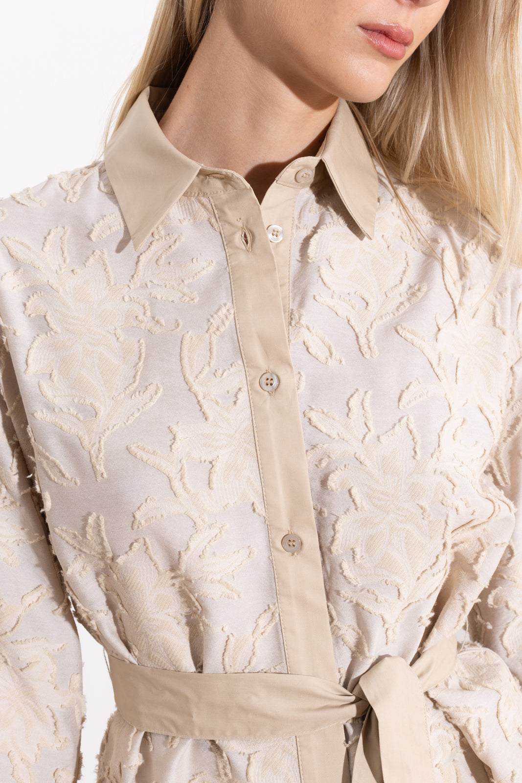 Embroidered blend shirt jacket