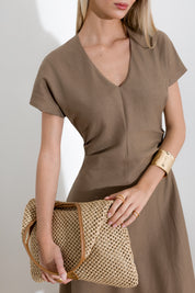 Midi dress in viscose linen