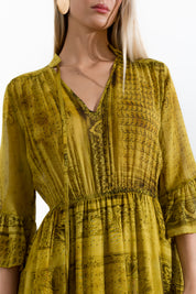 Abito lungo in georgette stampa bandana