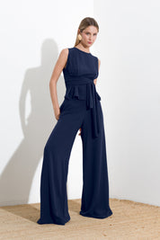 Pantalone palazzo in lino viscosa