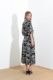 Long embroidered tencel skirt