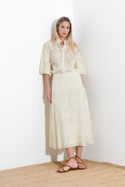 Long embroidered tencel skirt