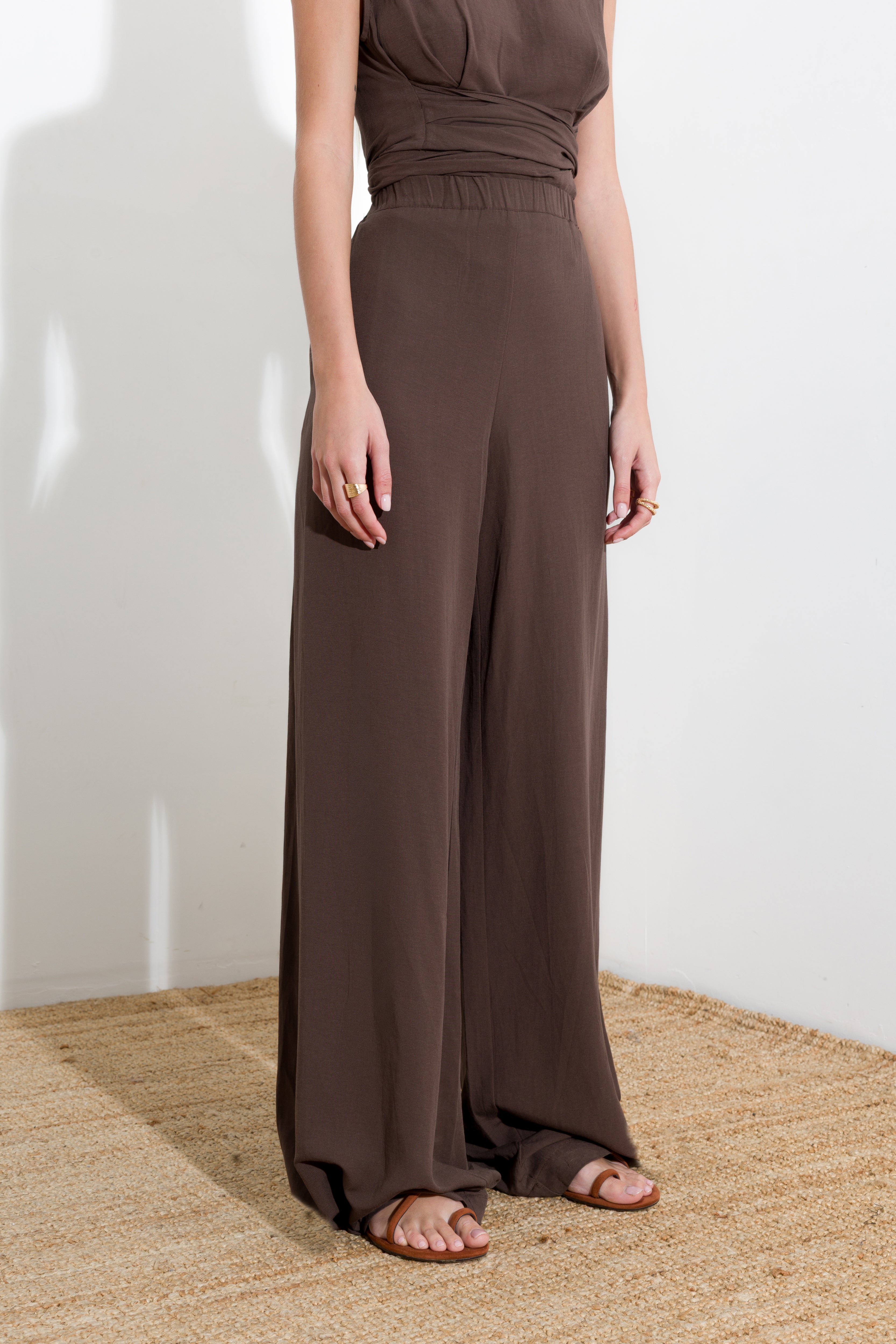 Pantalone palazzo in lino viscosa