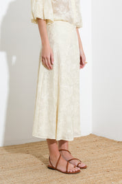 Long embroidered tencel skirt