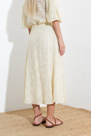 Long embroidered tencel skirt