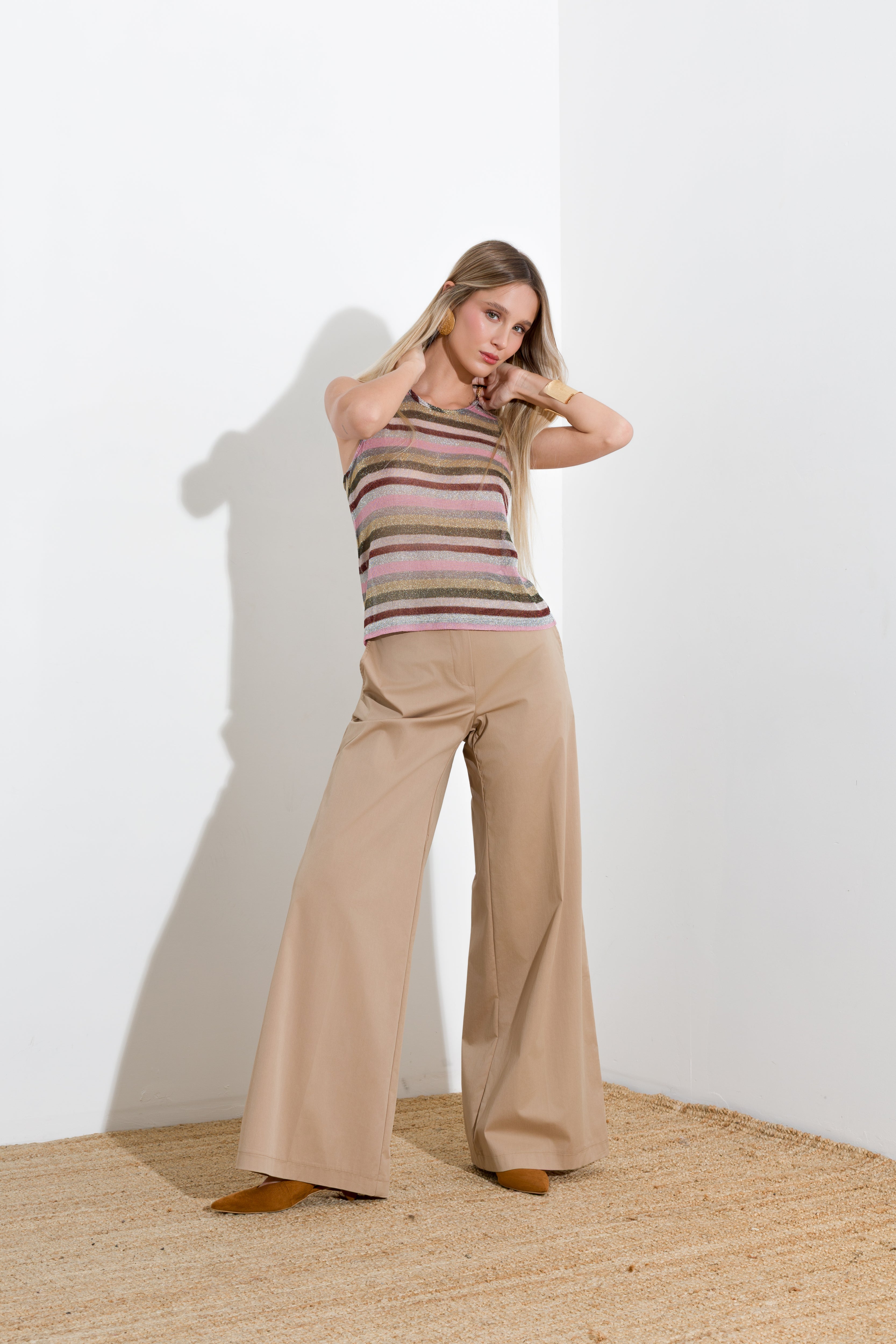Top in viscosa lurex a righe