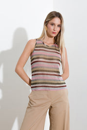 Top in viscosa lurex a righe