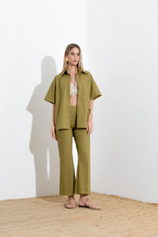 Pantalone a trombetta in cotone
