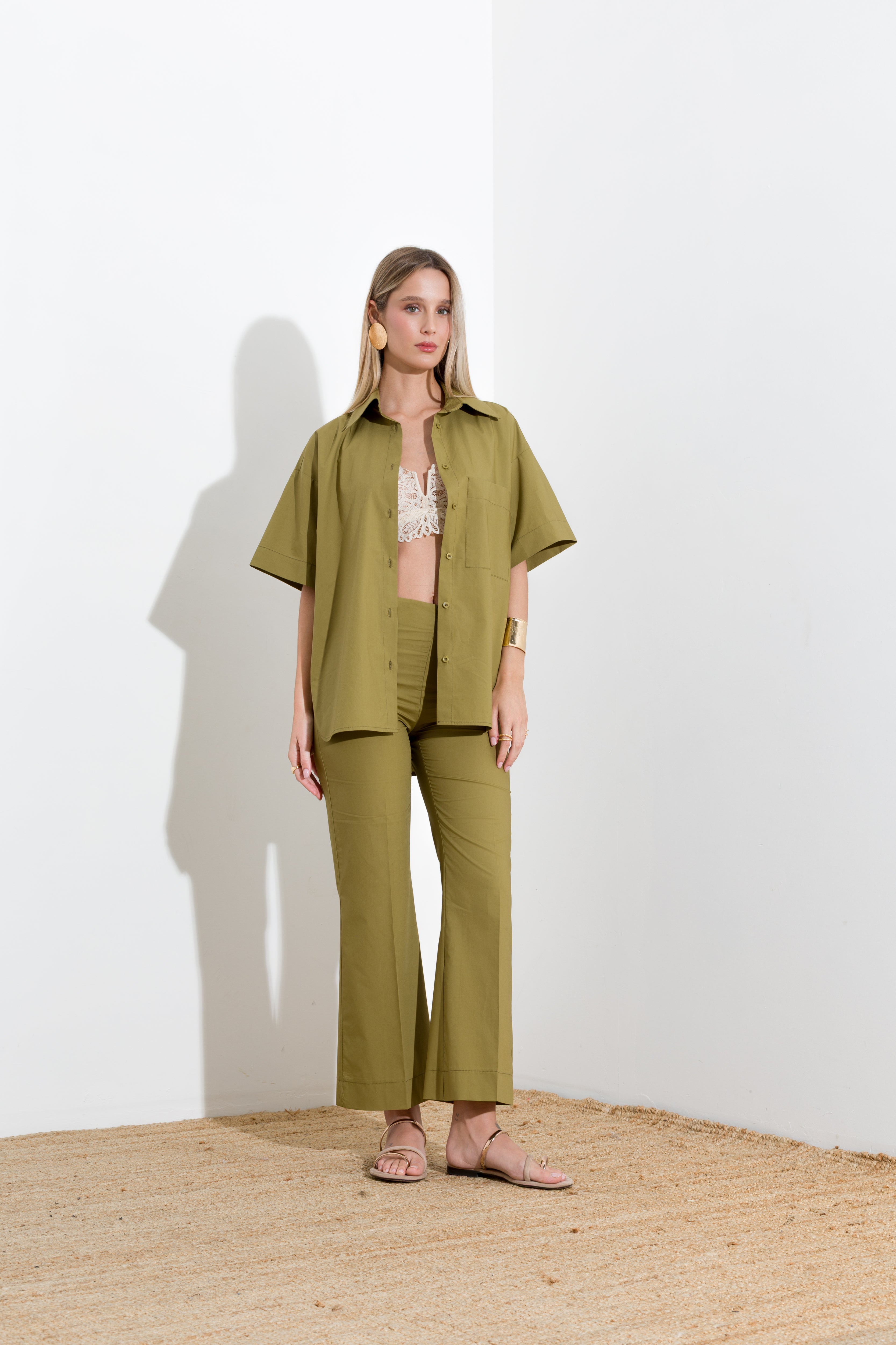 Pantalone a trombetta in cotone