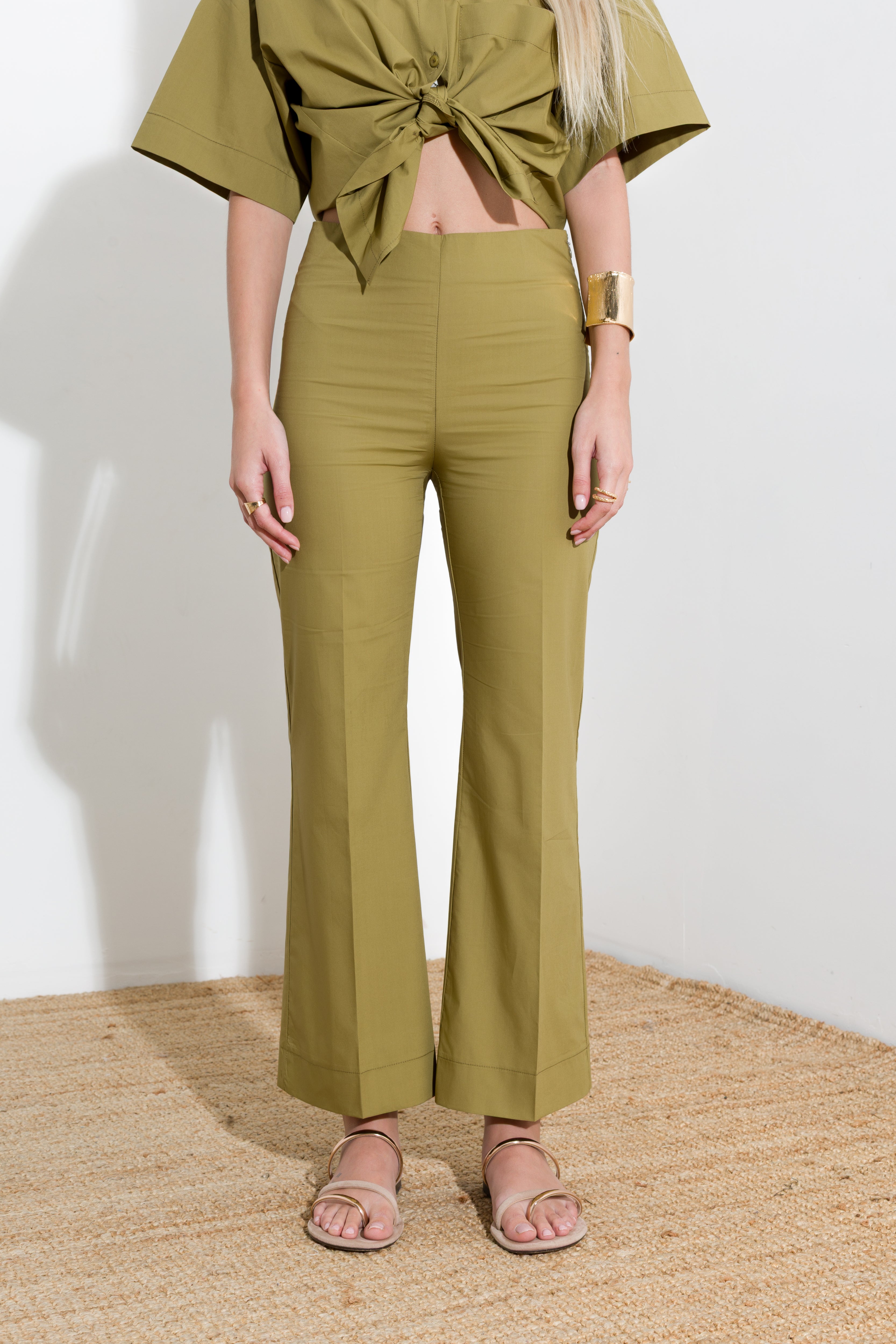Pantalone a trombetta in cotone