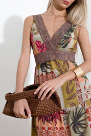 Long dress in printed cotton muslin