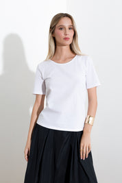 T-shirt in cotone con micro catena