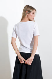T-shirt in cotone con micro catena