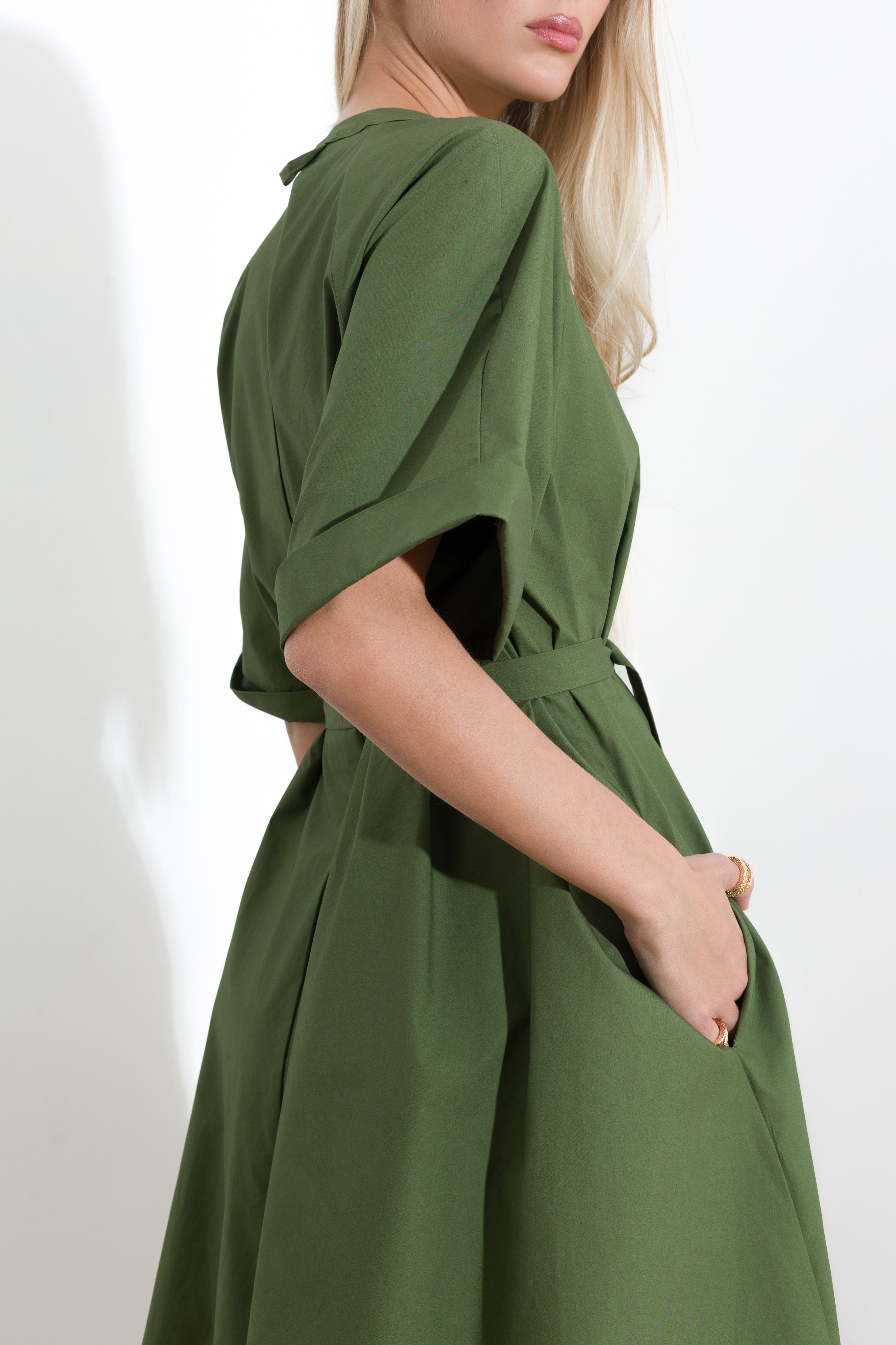 Short cotton poplin dress