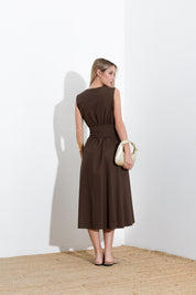 Cotton dress with sash