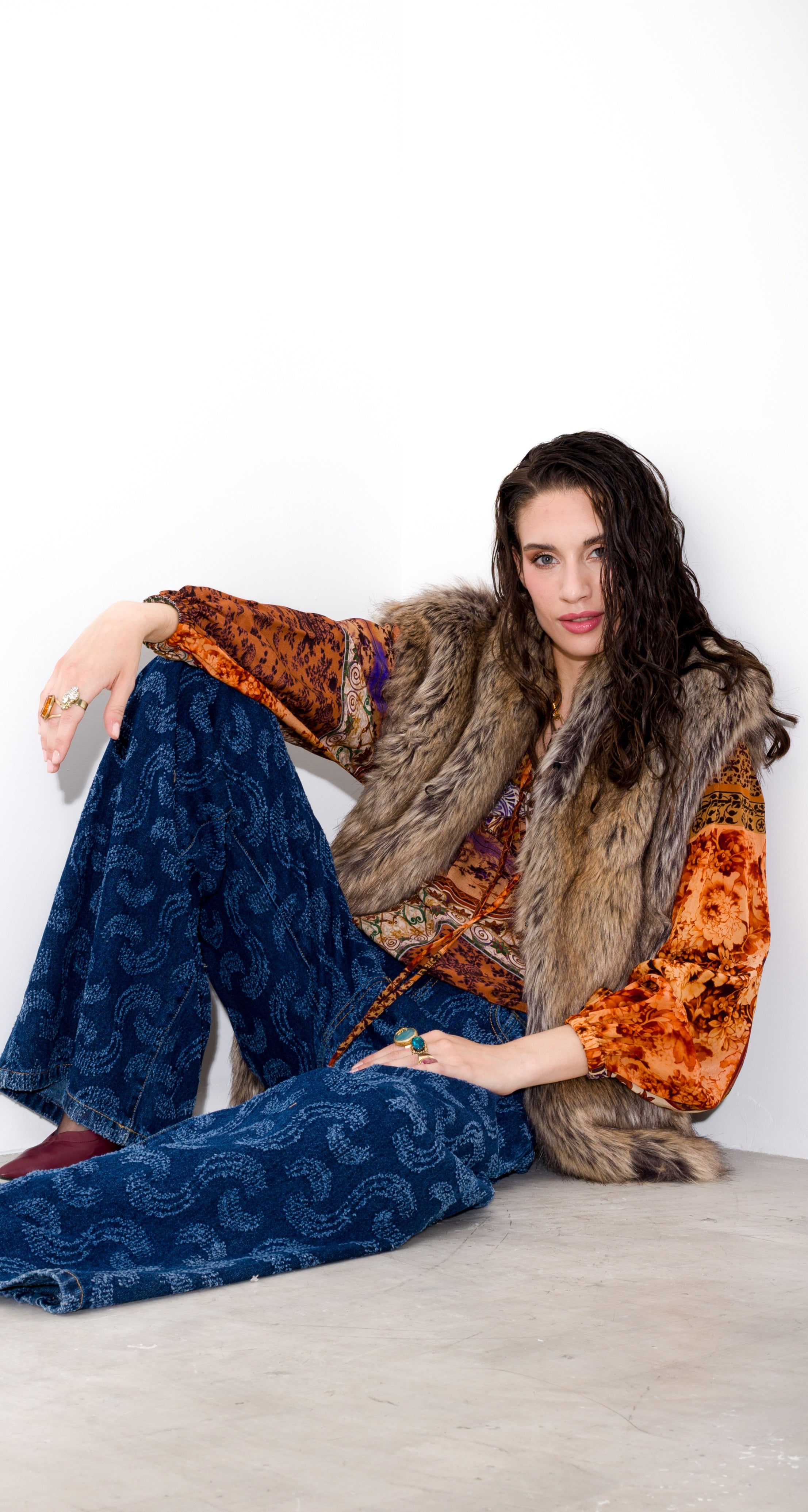 K KULTURE long faux fur vest