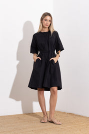 Short cotton poplin dress
