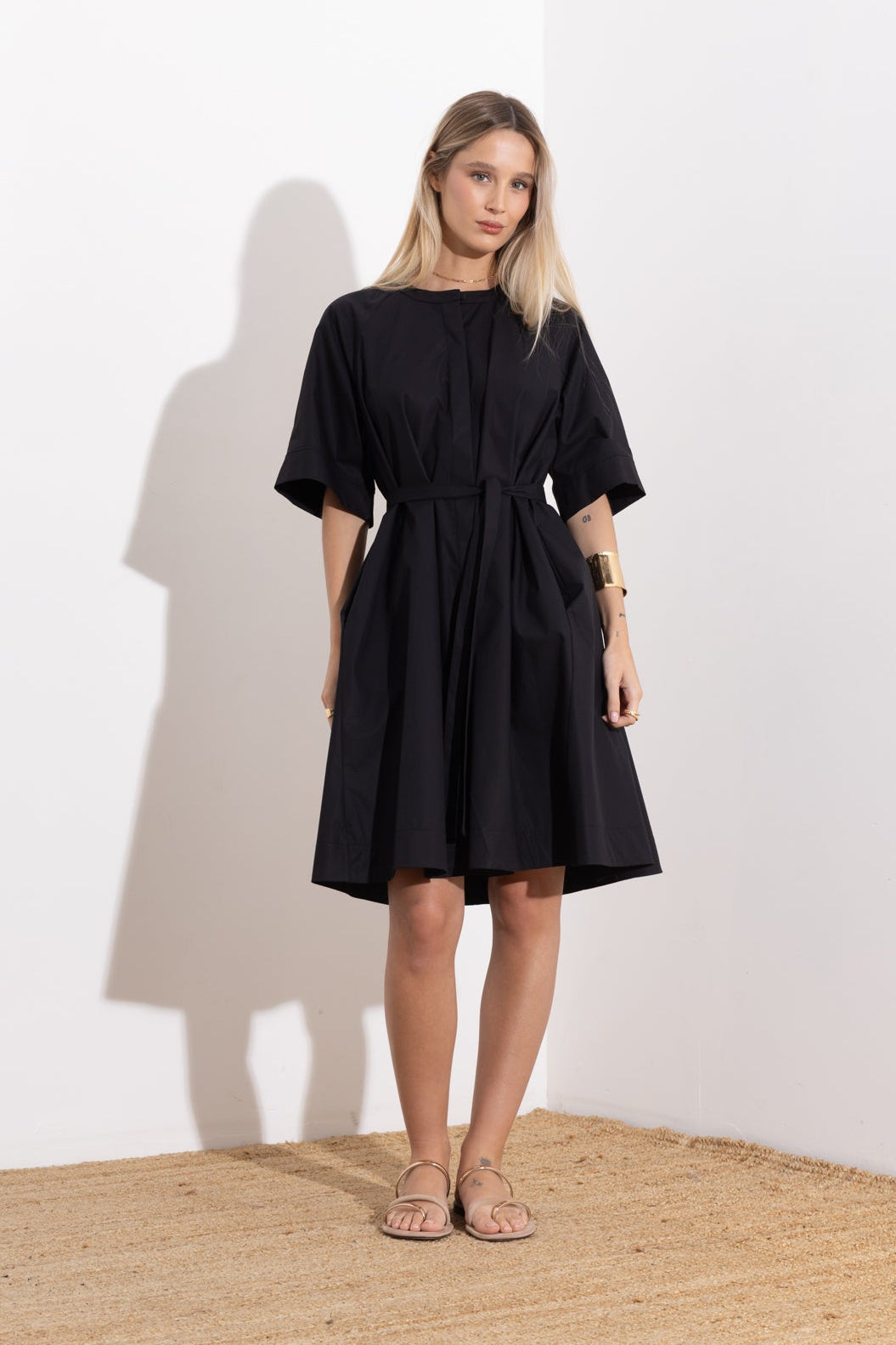 Short cotton poplin dress