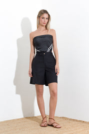 Bermuda shorts in linen and viscose