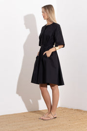 Short cotton poplin dress