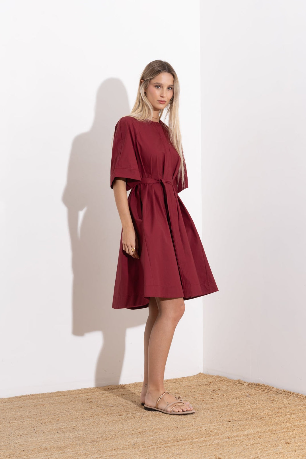 Short cotton poplin dress