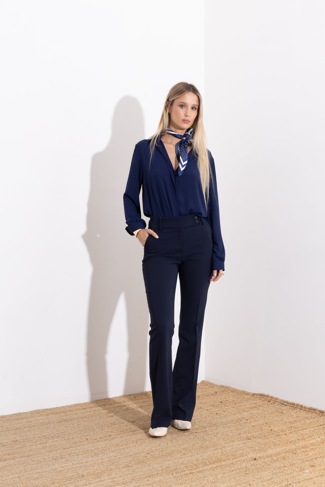 Technical flared trousers