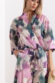 Shorts in mussola di cotone stampa fiore