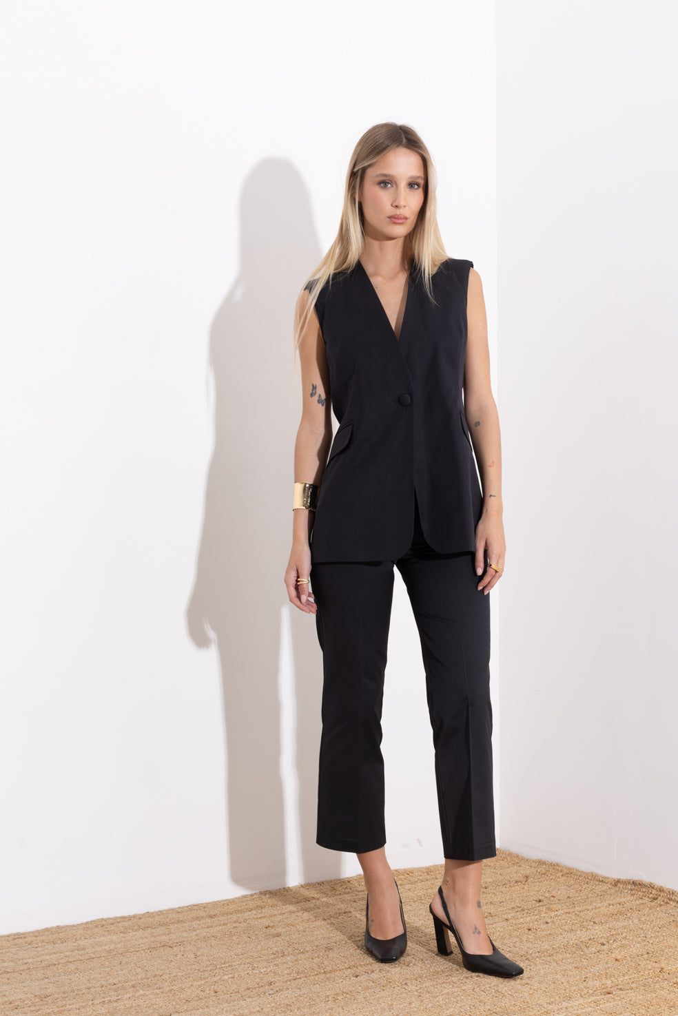 Straight leg cotton trousers