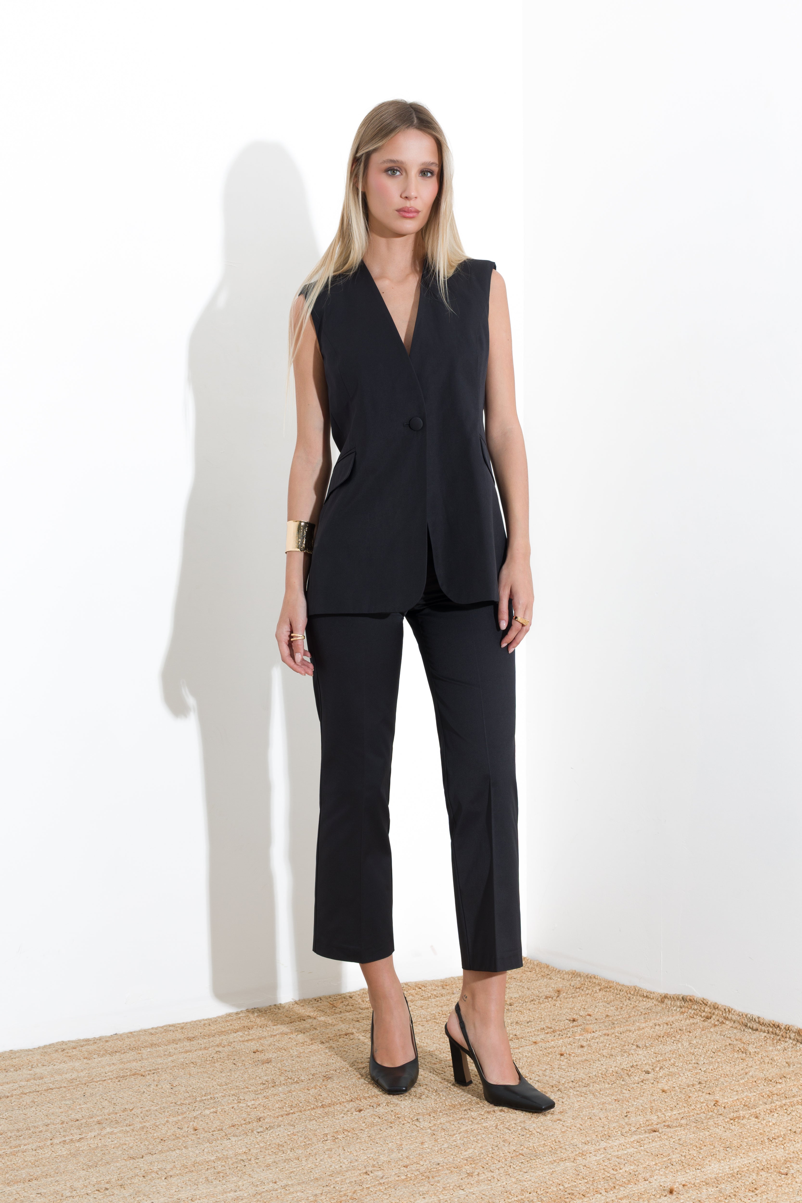 Straight leg cotton trousers