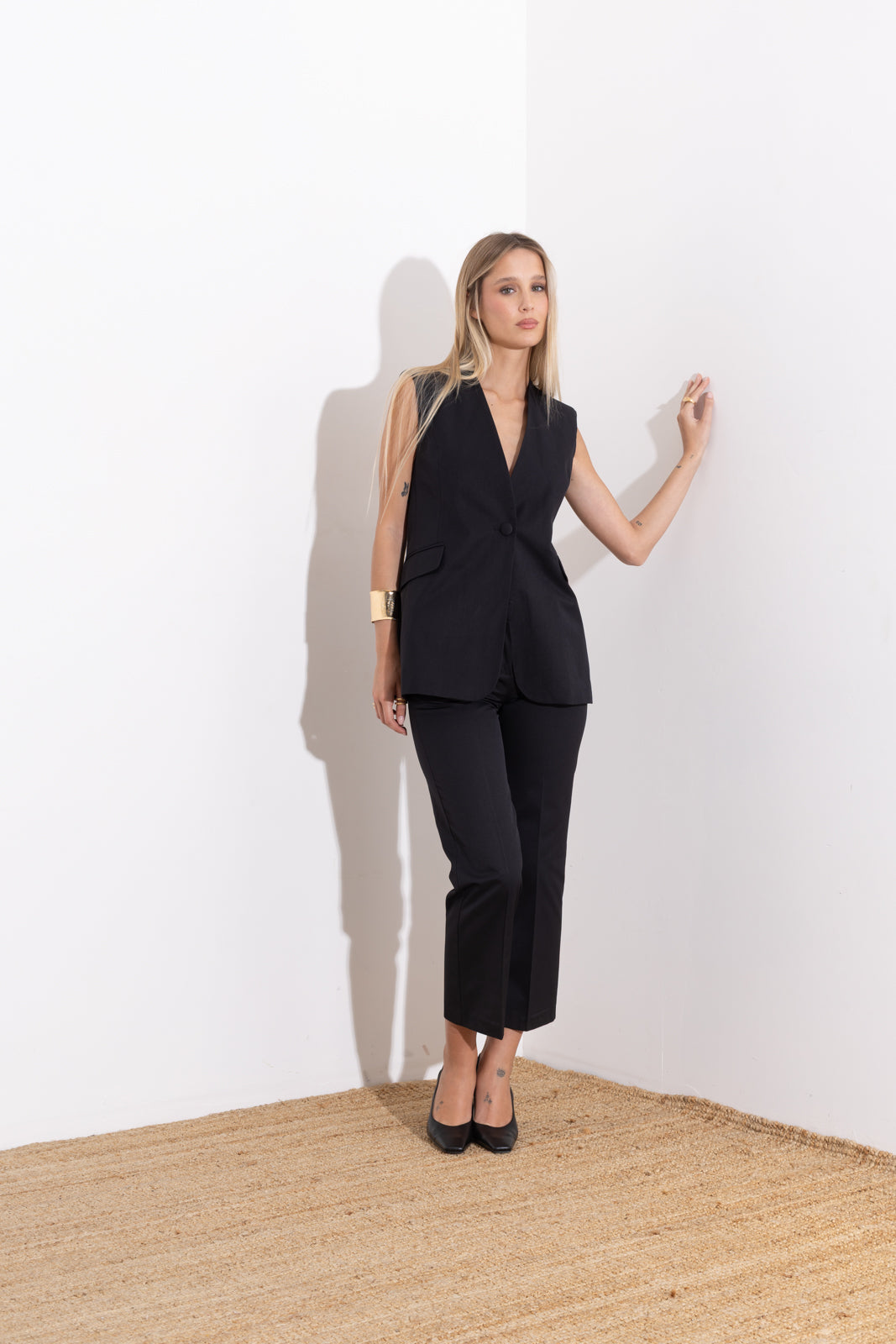 Straight leg cotton trousers