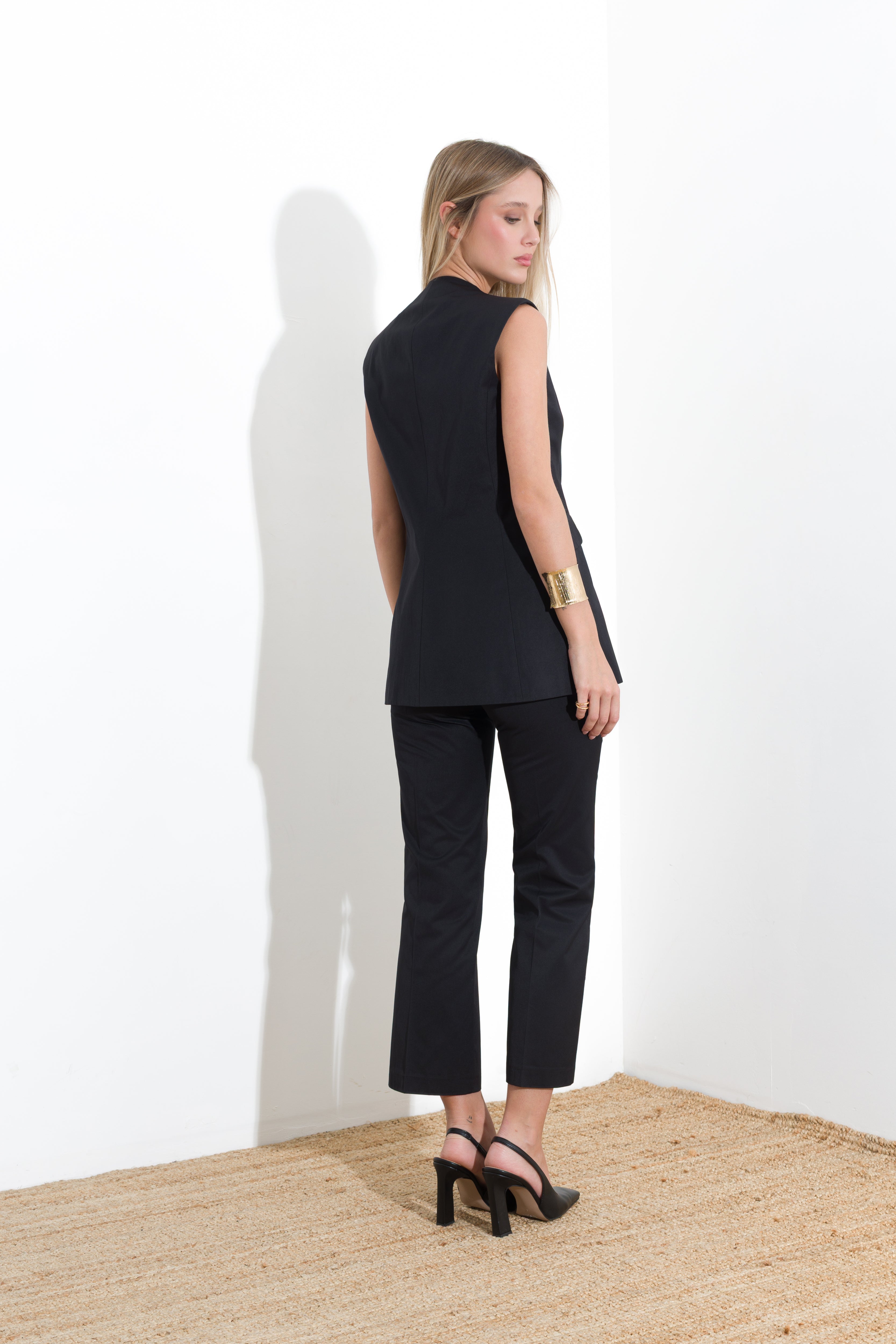 Straight leg cotton trousers