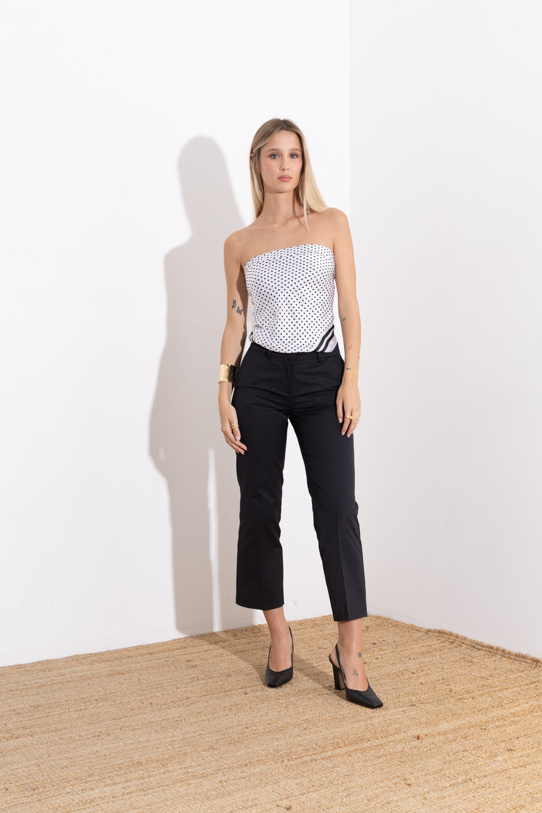 Straight leg cotton trousers
