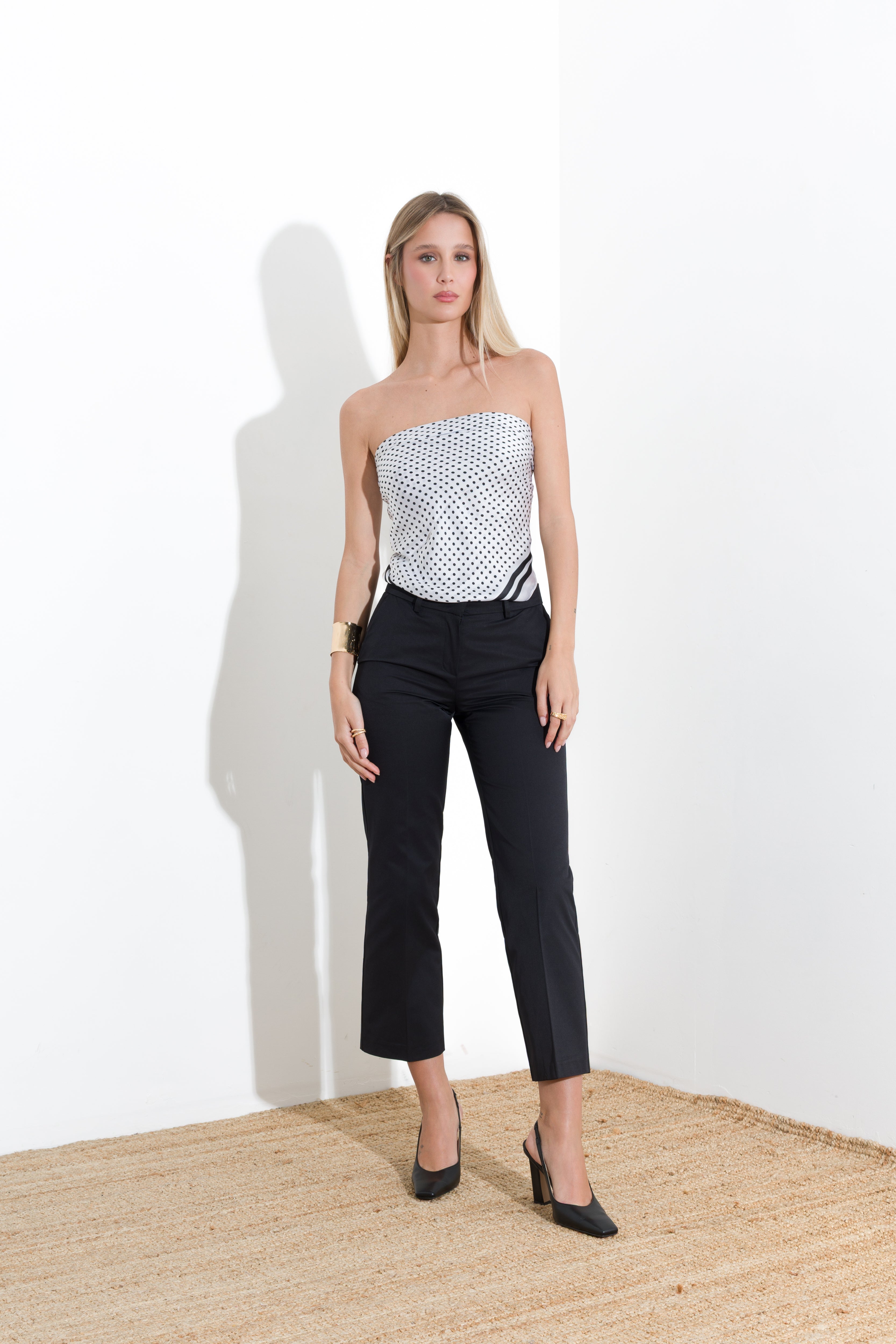 Straight leg cotton trousers
