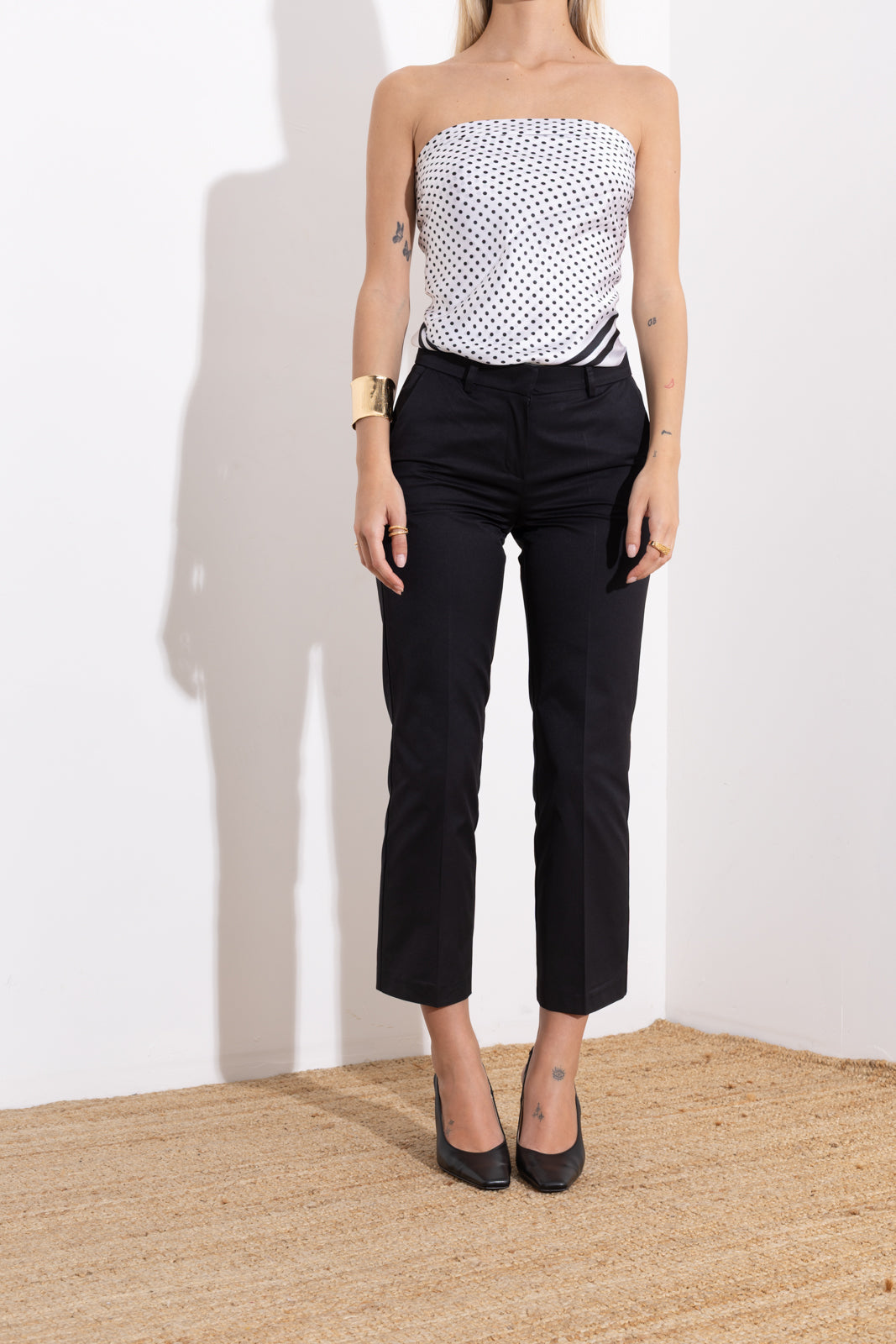Straight leg cotton trousers