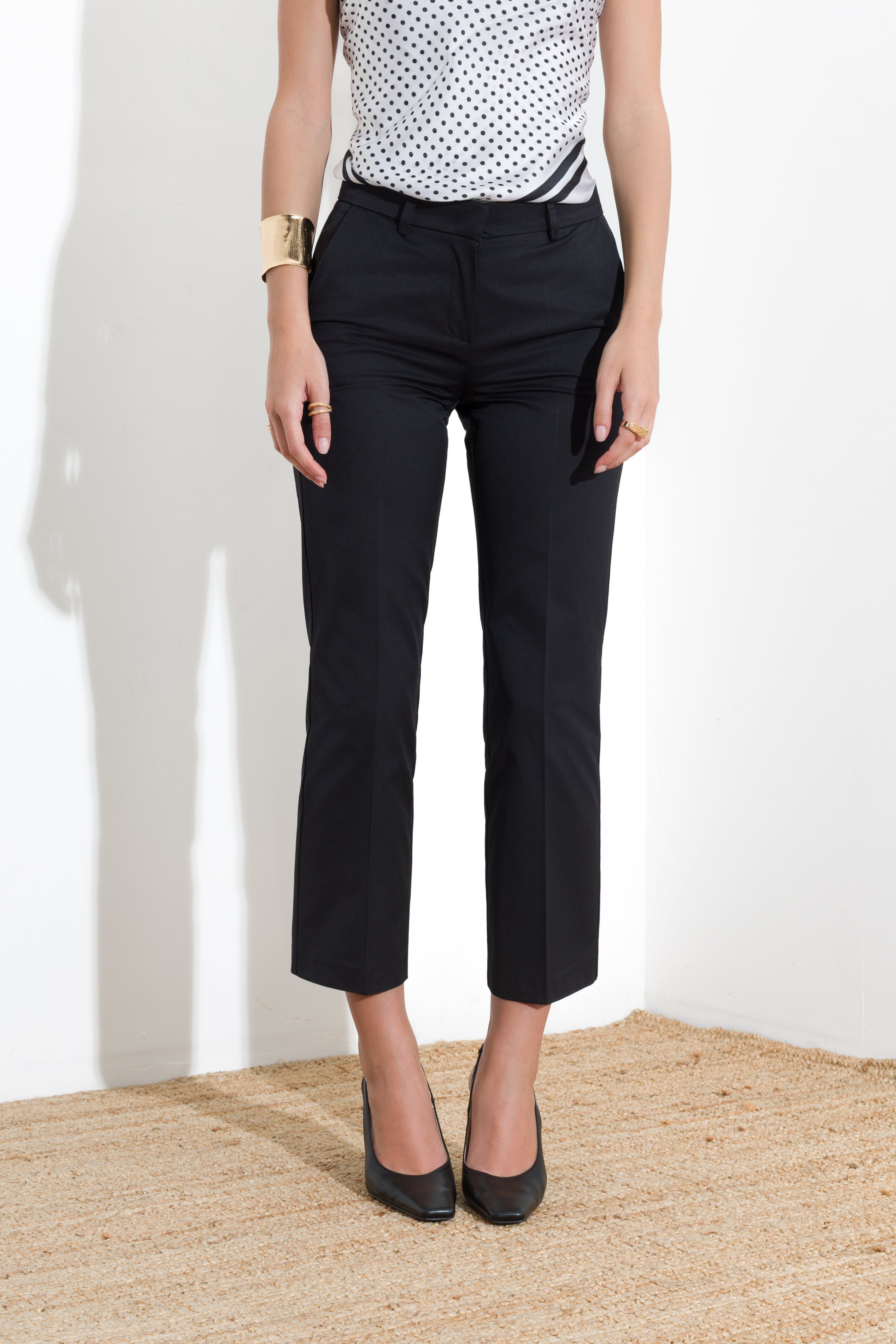 Straight leg cotton trousers