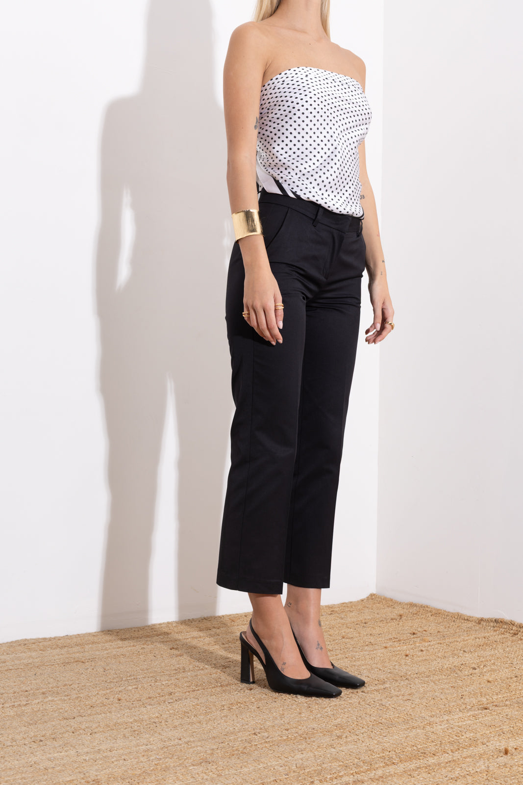 Straight leg cotton trousers