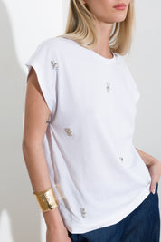 T-shirt in jersy di cotone con applicazioni - Compagnia Italiana