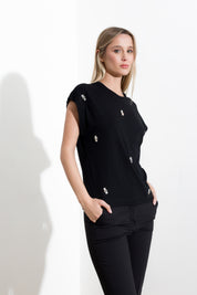 T-shirt in jersy di cotone con applicazioni - Compagnia Italiana