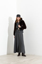 Bomber corto in jersey furry