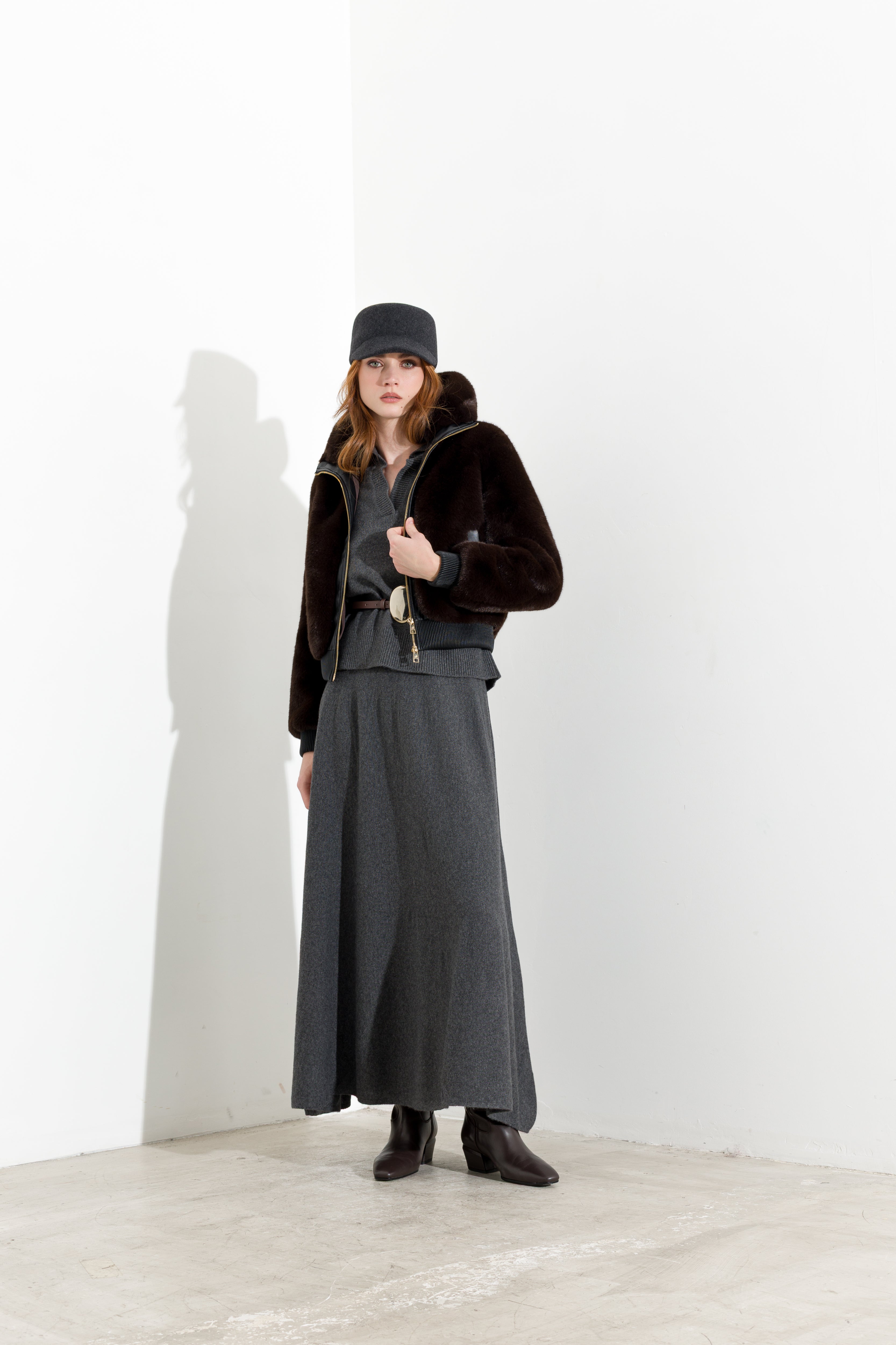 Bomber corto in jersey furry