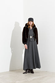 Bomber corto in jersey furry
