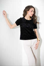 Top in velluto paillettes