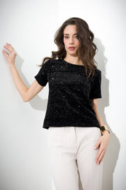 Top in velluto paillettes