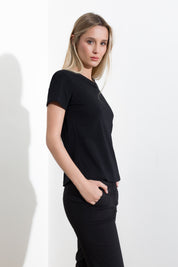 T-shirt collo in maglia e micro paillettes - Compagnia Italiana
