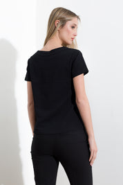 T-shirt collo in maglia e micro paillettes - Compagnia Italiana