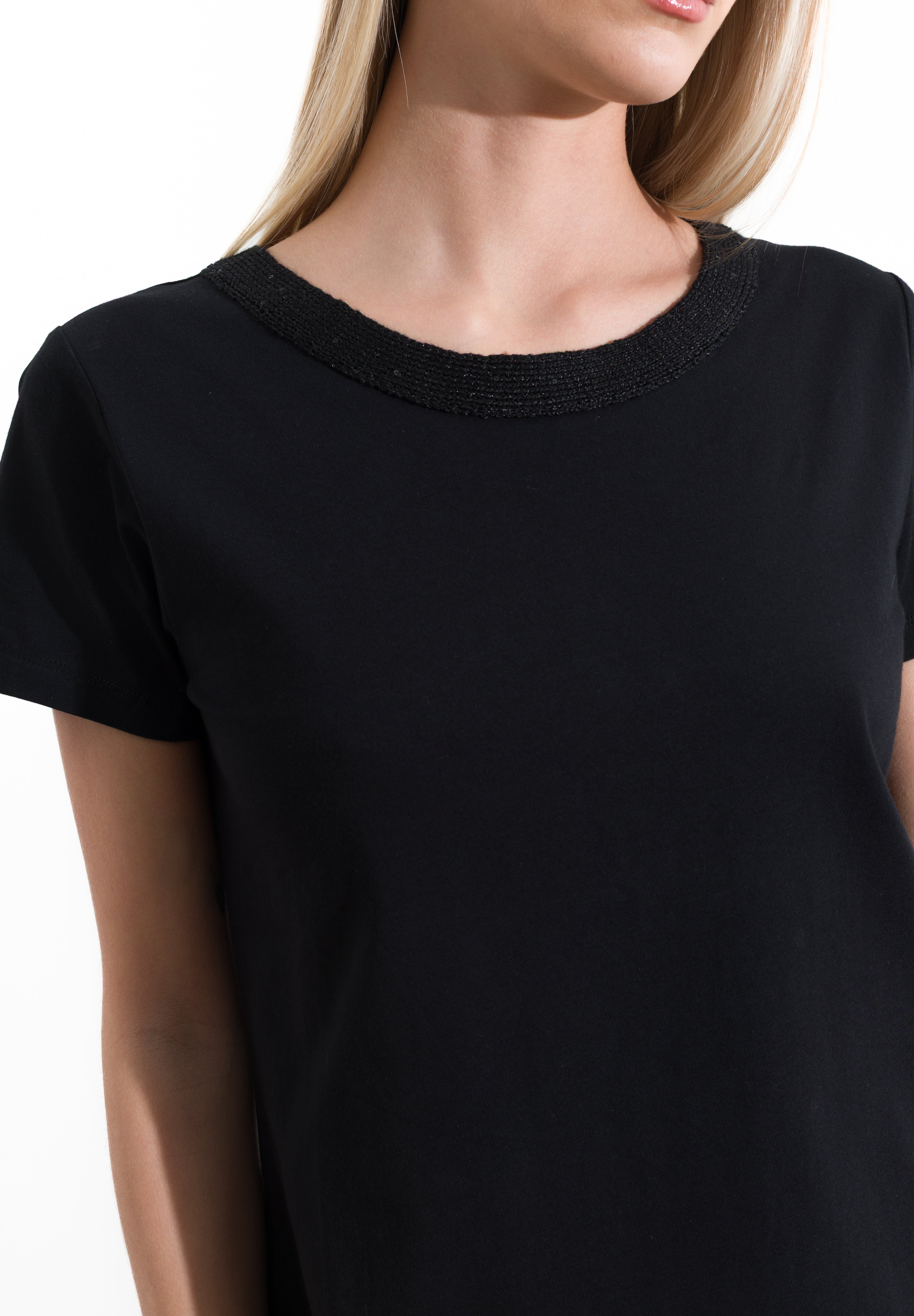 T-shirt collo in maglia e micro paillettes - Compagnia Italiana