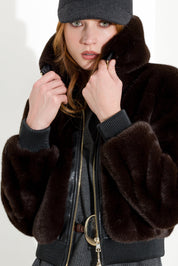 Bomber corto in jersey furry