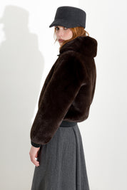 Bomber corto in jersey furry