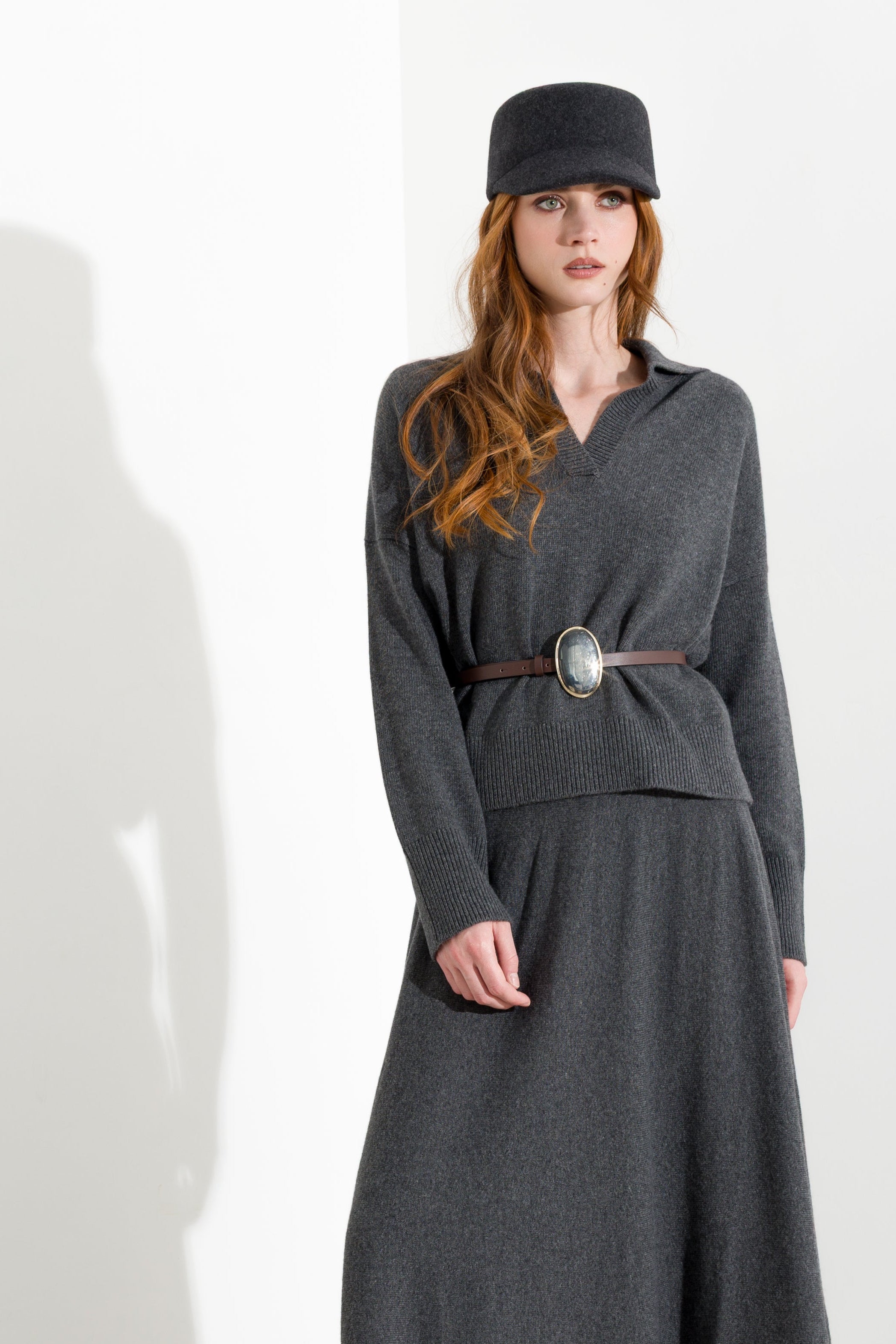 Maglia polo in misto cashmere