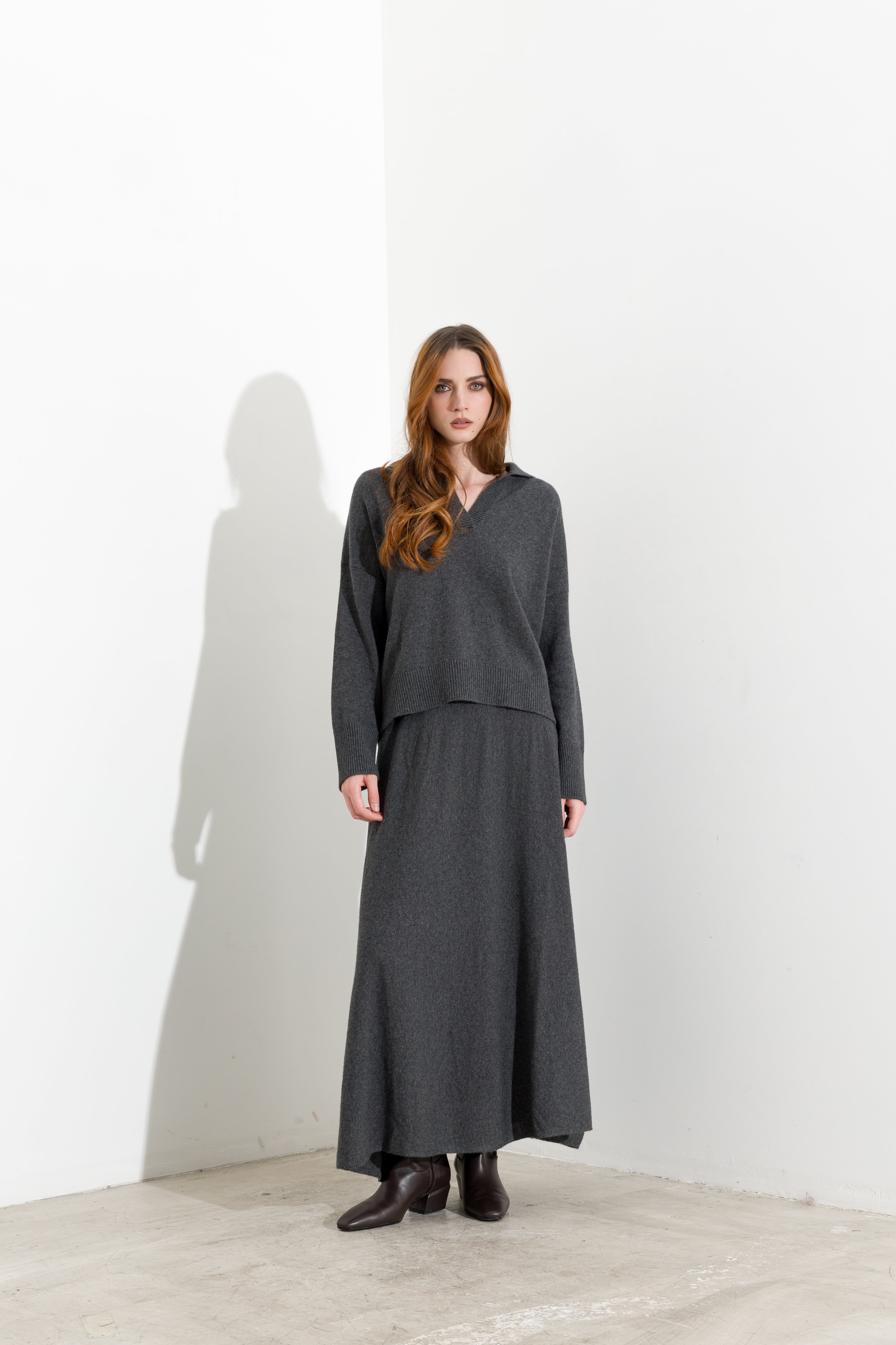 Maglia polo in misto cashmere